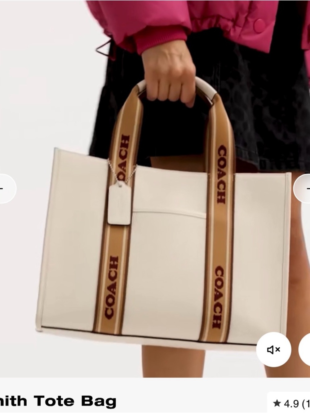 Authentic Coach Smith Tote Bag – Like New –Pebble leather, Neutral Colour
